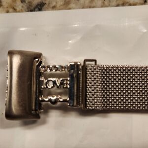 Silver Mesh Fitbit Womens Magnet Closure Bracelet Watchband NWT